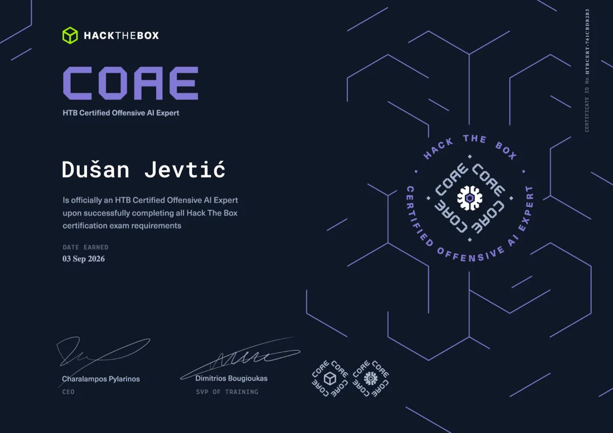 HackTheBox Certified Offensive AI Expert (COAE) certification
